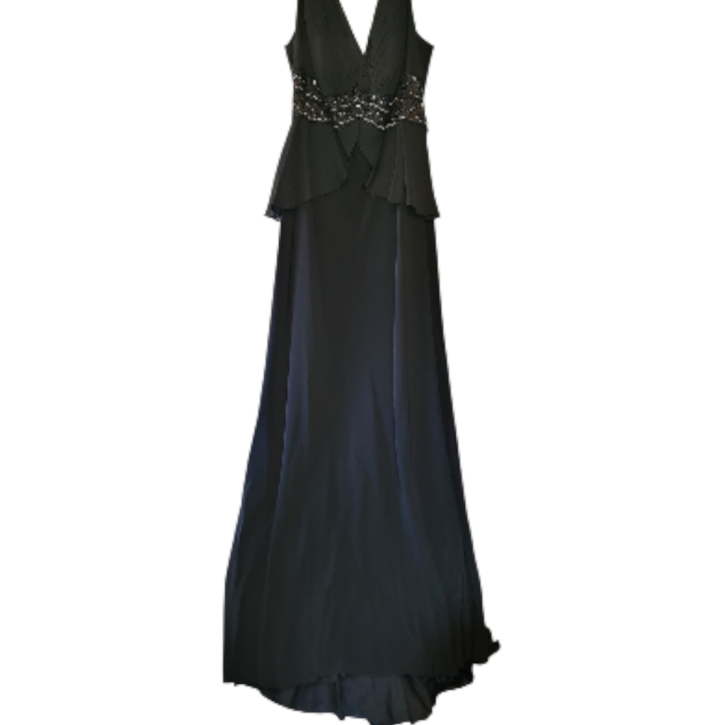 Cameron Blake Elegant Sleeveless Evening Gown With Embellished Waist Size 20